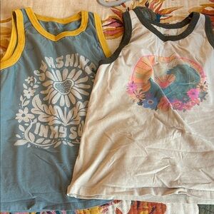 Women’s Natural Life Sleeveless Tanks Set - Blue and Cream